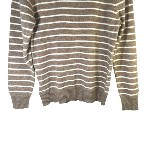 NWT Liny Xin Womens Superfine Merino Wool Striped Crew Neck Sweater Brown Medium - Picture 5 of 11